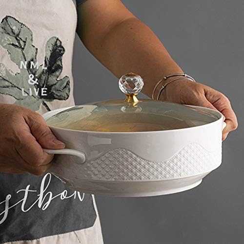 WPYYI Creative Nordic Ceramic Handle Salada Sopa de frutas Sopa com tampa Anti-escaldição de macarrão Rice Food