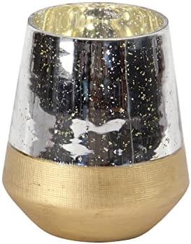 A lanterna de vela decorativa de vidro Novogratz com acabamento de vidro de mercúrio falso, 6 x 6 x 7 , ouro