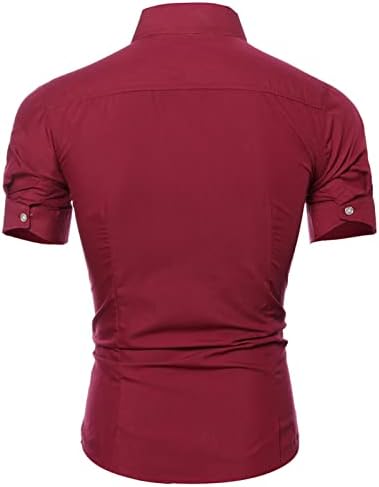 Maiyifu-gj masculino masculino de manga curta Camisetas casuais botões para baixo camisa leve camisetas sólidas com bolso