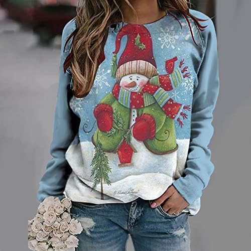 Suéteres de Natal engraçados para mulheres vestidos de neve vestidos de neve no outono de inverno ubdershirt tops de túnica de natal lascados