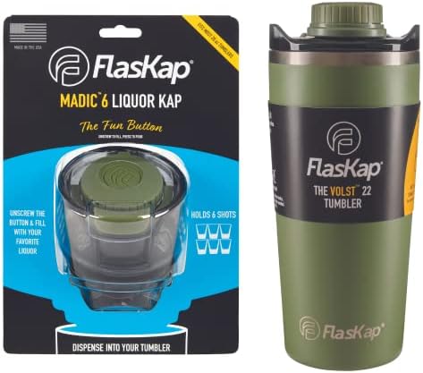 Sistema de consumo de Flaskap Madic | Tumbler isolado com dispensador de tiro | Titular da xícara amigável | Resistente