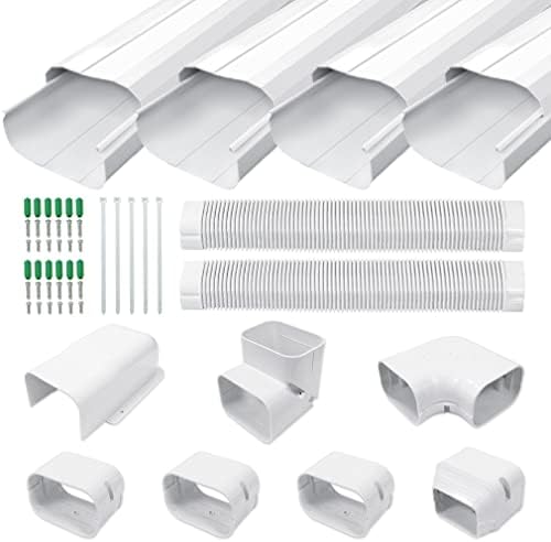 Cestluck 4 '' 17 ft kit de tampa de tubos decorativos de pvc para mini-ar condicionado de mini-duto Split-Full Set, nenhuma