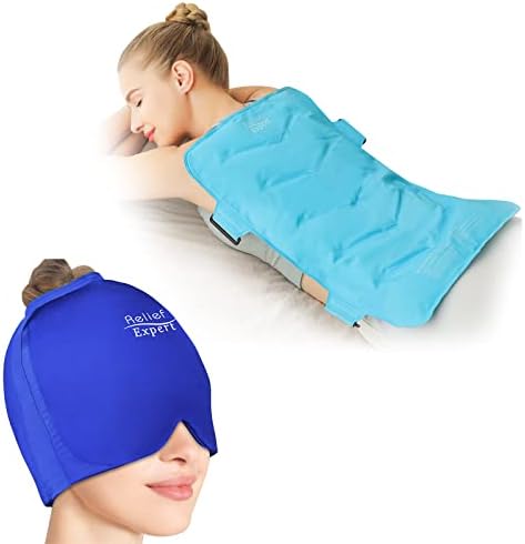 Chapéu de alívio de dor de cabeça especialista em alívio para enxaqueca de gelo e pacote de gelo de traseiro extra grande