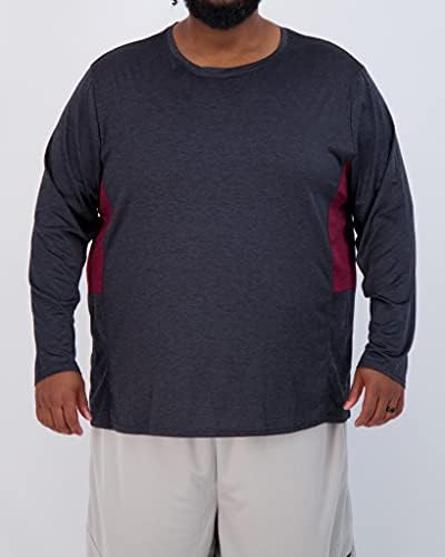 Pacote Essentials Real 3: Men's Big & Hall Tech Stretch Sleeve Longa e Mantenha Curta T-shirt de ajuste seco