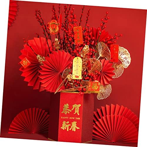 Bestoyard 6pcs ventilador dobrável chinoiserie decoração papel ventiladores de ornamento vermelho chapéu de mão dobrável