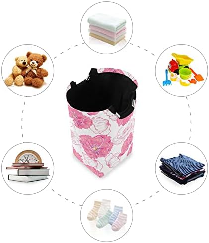 Kigai Poppy Flower Laundry Basket Casket Roupas Grandes Restre Lixeira Bin com a alça para quarto, banheiro, dormitório, quarto de