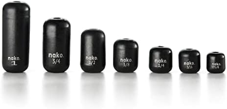 Nako. 97% de pesos de barril de tungstênio de pureza, pesos de pesca de tungstênio chumbadas, plataforma de carolina para pesca de baixo