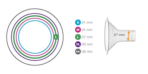 Medela PersonalFit Breast Shields, grandes flanges de bomba de mama de 27 mm, peças de reposição da Medela autênticas, feitas sem