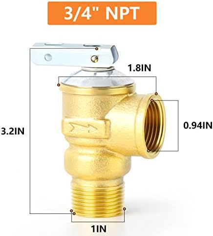 Gasher 1PCS Válvula de alívio de pressão de temperatura de latão com rosca NPT de 3/4