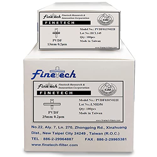 Filtros de seringa de PVDF hidrofílico 13 mm de 13 mm de 0,22μm de tamanho de poro para filtração de laboratório pela Finetech