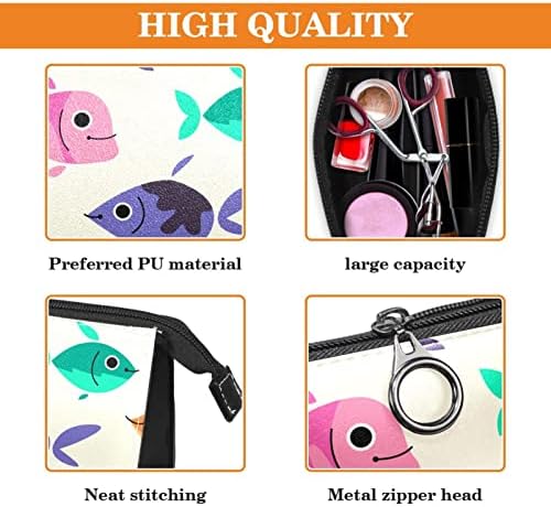 Bolsa de maquiagem, bolsa de cosméticos, organizador de bolsa de maquiagem à prova d'água, peixe tropical de desenho animado adorável animal marinho