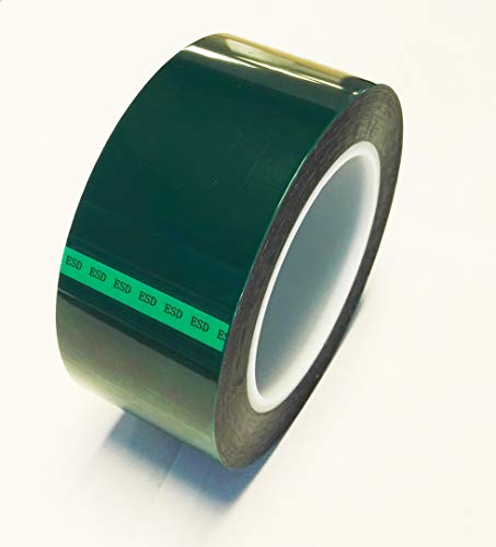 BERTECH ESD TAPE, 5 1/2 polegada x 72 jardas, verde, filme de poliéster com adesivo de silicone