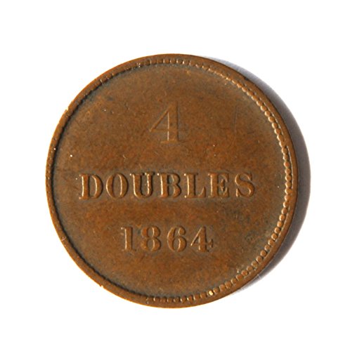 1864 Guernsey 4 duplas, Ilhas do Channel Coin Detalhes muito bons