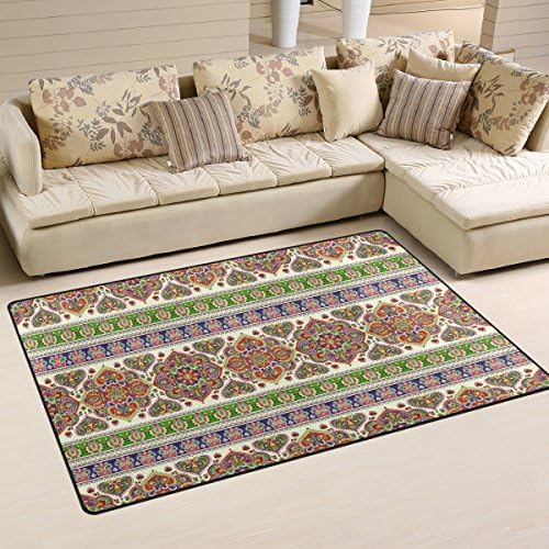 Tapete de área de Welllee, indiano Paisley Medallion Rapet de piso étnico capacho não deslizamento para jantar de jantar Decoração de quarto 31x20 polegadas