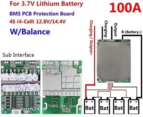 KNACRO 100A 4S 3,7V Placa de proteção contra bateria de lítio 14.8V 16,8V com balanço de excesso de carga excessiva