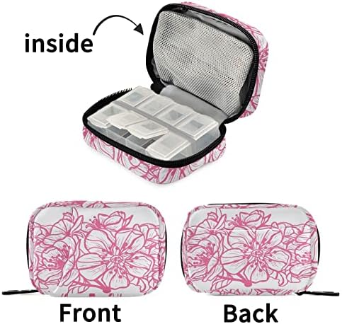 Naanle Cherry Blossom Floral Pill Box 7 Day Pill Caso Travel Pill Organizer Bag com suporte portátil portátil da caixa portátil