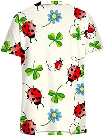 Camisa superior para garotas Roupas de verão Fashion Moda de manga curta V Blusa gráfica de pescoço com bolsos 68 68