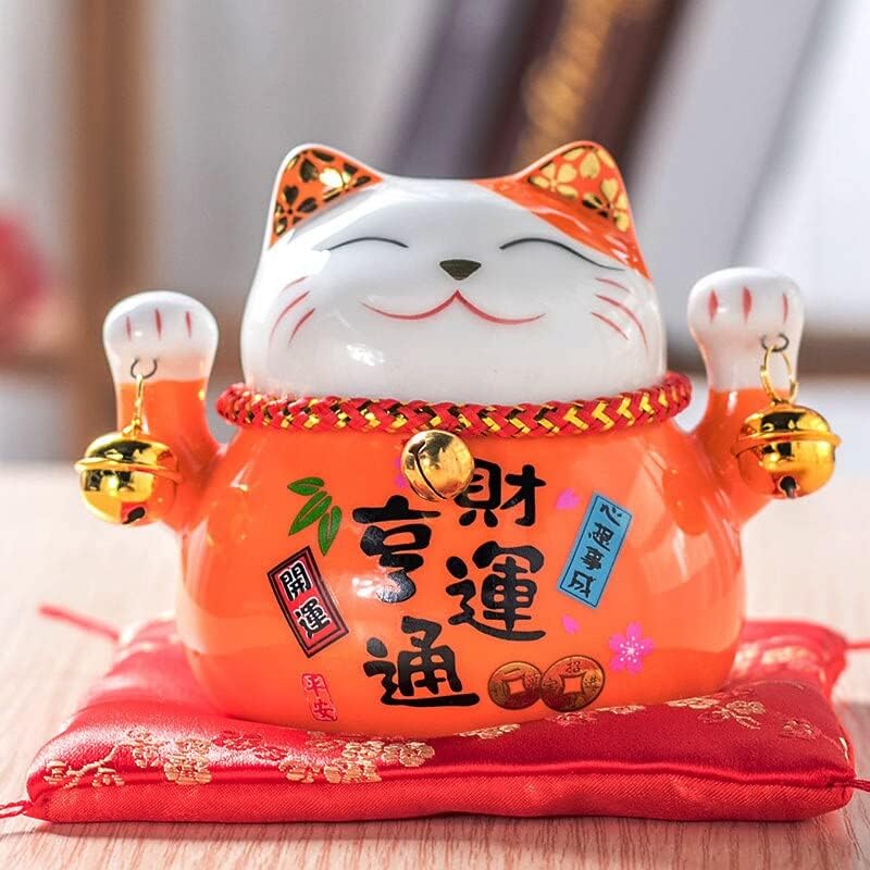 4,5 polegadas Lucky Cat Piggy Bank Cerâmica Mini gato estilo japonês de abertura Ornamentos de animais Decoração da
