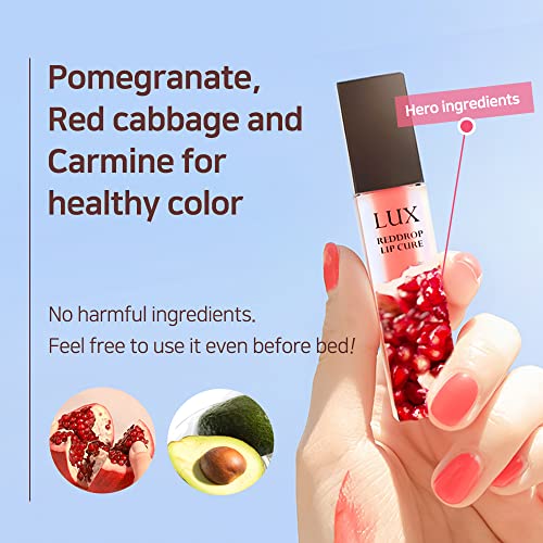 Shine Natural New Lux Reddrop Lip Cure Gel During During Hera | Tonalidade de romã antes do cama de cama peptídeo cusado nutritivo | Óleo natural e ceramidas