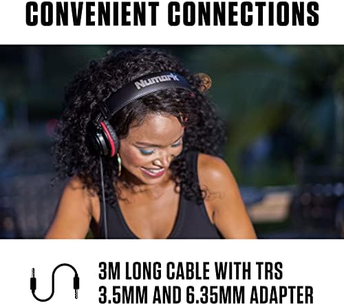 NUMARK HF175 - fones de ouvido de DJ com design de orelha fechado, drivers de 40 mm, almofadas confortáveis ​​para mistura