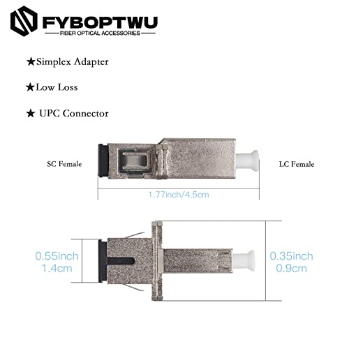 Fyboptwu - 1 pc LC para SC Adaptador UPC SingleMode Fiber Opticter Adapter Connectores UPC SingleMode Adaptador óptico SC fêmea para LC Couplador Modo único feminino