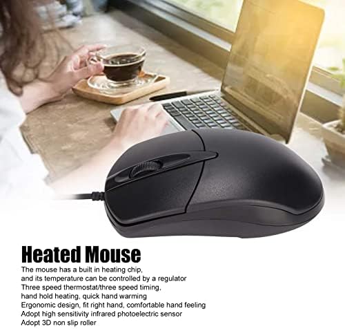 Mouse aquecido de Ashata, ajuste constante de temperatura com fio mouse aquecido amplamente compatível para PC para laptops para