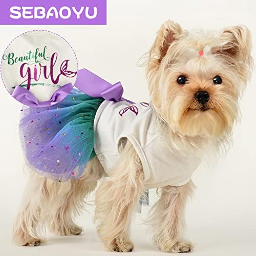 Vestidos de cachorro sebaoyu para cães pequenos, roupas de cachorro de cães garotas de verão, vestido de cachorro de
