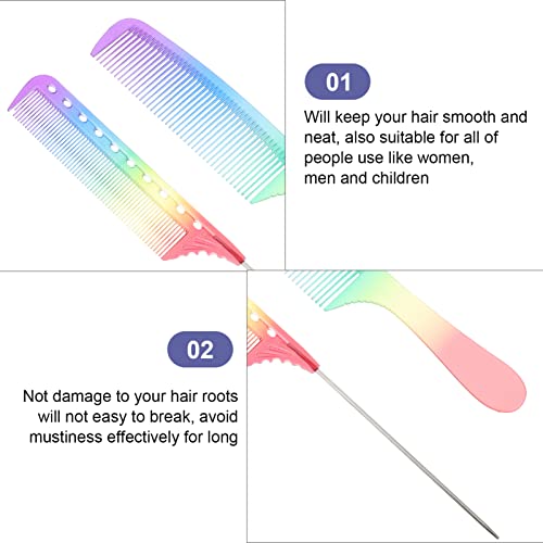 Solustre Cabelo Cabelo Cabelo Cabelo Rainbow Pente de cabelo 2pcs corte de cabelo pente salão pente de cabelo corte