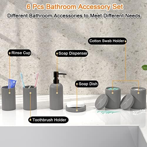 Conjunto de acessórios para banheiros LKKL 6 PCs - Conjuntos de acessórios para banheiros completos com dispensador de