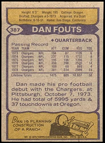 1979 Topps # 387 Dan Fouts San Diego Chargers Ex/Mt Chargers Oregon