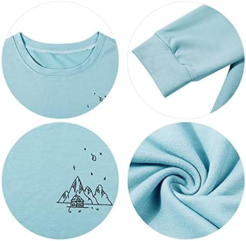 Mousya Sweatshirt para mulheres de manga comprida Mountain Mountain Graphic Pullover camiseta de camisa de férias de camisa de