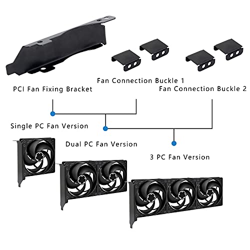Gelrhonr PCI Slot Bracket, 8cm 9cm 3 slots Fan Radiator Stand Stand Stand para suporte de vídeo de resfriamento DIY Suporte （1 set preto）