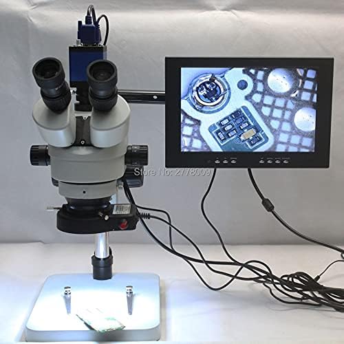 Acessórios para microscópio ZXYAN TRINOCULAR Microscópio estéreo 3.5x-90x Ampliação de zoom contínuo HD Full HD 2.0MP VGA Câmera LED LEVEL LIGH