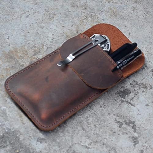 Coleat Leather EDC Pocket Slip, Men Shath Knife Pouch Pouch Army Knife Sleeve & Pen Deller para Carry Everyday, Acessórios de acampamento Brown