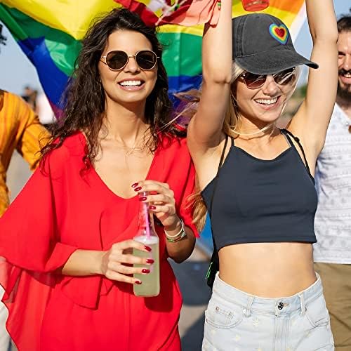 Chapéu de caminhoneiro arco -íris de orgulho para homens e mulheres, chapéus de beisebol bordados LGBT Gretos de boné de beisebol LGBTQ ajustáveis