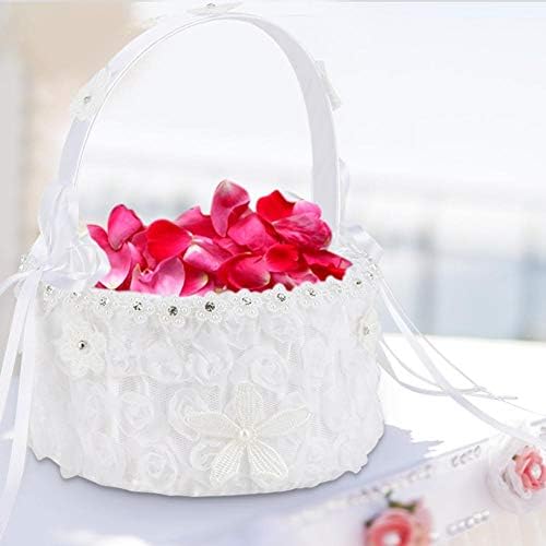 Cesta de flores, estilo europeu de flor romântica cesta de meninas com renda a decoração de festa de festa decorada de curto