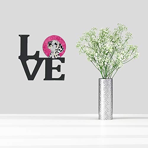 Tesouros de Caroline SS4768-PKWALV Pink Dalmatian Metal Wall Artwork Love,