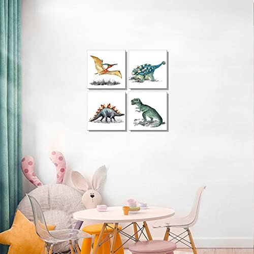 Fotos de dinossauros emoldurados, arte inspirada na parede de dinossauros, arte motivacional Arte para crianças decoração