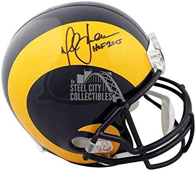 Marshall Faulk Hof Autografado St. Louis Rams Capacete de futebol em tamanho real - JSA COA - Capacetes NFL autografados