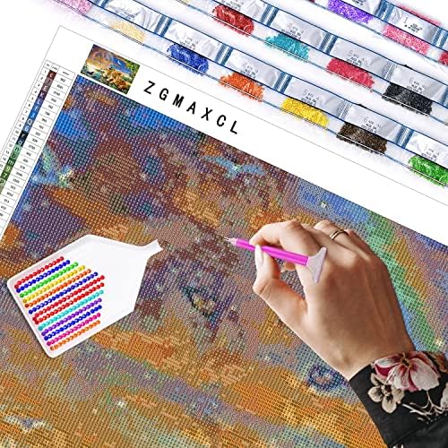 ZGMAXCL Diamond Pintura DIY Para adultos e crianças Drives completos redondos e cristal de floresta decorações de parede de tamanho grande para presentes da sala de estar 23,6 x 15,7 polegadas