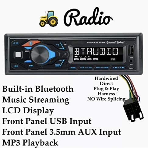 Rádio genérico de plug e reprodução de trator para John Deere, JCB, McCormick Am FM Bluetooth AUX MP3 Rádio estéreo com o chicote