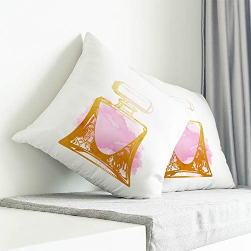 Passagem decorativa de sofá -sofá decorativa de garrafa de perfume Artshowing, tampas de travesseiro quadrado para sofá -cama de férias de fazenda Sofá 20x20 polegadas, bom presente, maquiagem de cosméticos tema aquarela