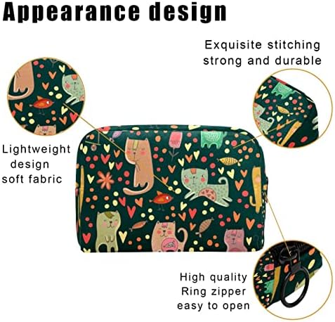 Bolsa de maquiagem tbouobt bolsa de bolsa cosmética bolsa bolsa com zíper, gatos de desenhos animados e borboleta adorável