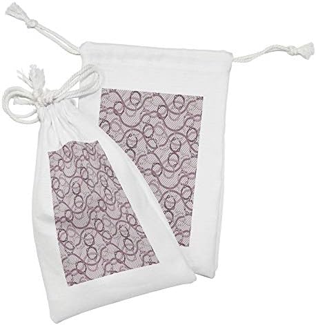 Conjunto de bolsas de tecido abstrato de Ambesonne de 2, cintos entrelaçados com símbolos de fivelas imprimem em cenário xadrez