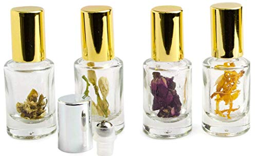 Grand Parfums 5ml Rollerballs Calendula orgânica Pétalas em garrafas de vidro transparente de luxo para perfume com tampas