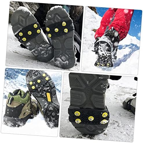 Inoomp 2 sets Crampões Crampões Capas de sapatos de silício Capas de sapatos para viagens Capa de sapato de neve na neve Capa de sapato de calça gelo de gelo, pinça de tampa anti-tampa da tampa anti-spikes preto preto