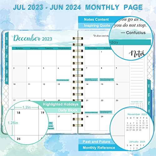 2023-2024 Planejador - Planejador Acadêmico 2023-2024 Semanal e Monthly With Tabs, julho de 2023 - junho de 2024, 6,3 x 8,4, capa