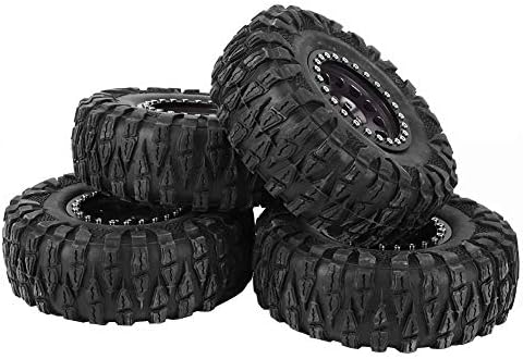 4pcs pneu de borracha RC, rastreador de 2,2 polegadas de calça hexadecimal de roda de roda de metal ajuste para 1:10 em carro de corrida