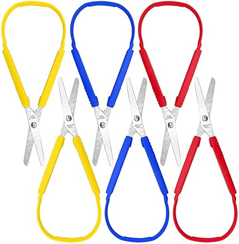 6 PCS Loop Scissors Scissor, tesoura de corte adaptável colorido para crianças para crianças, adultos, casa, escritório, escola,