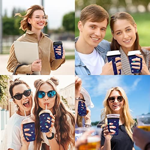 Star Motif Reutiliza Neoprene Icene Cafeta Manga Isolada para Bebidas Coldes Copos Branchs Escritórios Cafeterias